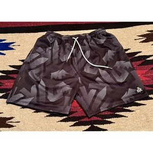 oTk Network Black and Gray textured Graphic print shorts mens XL